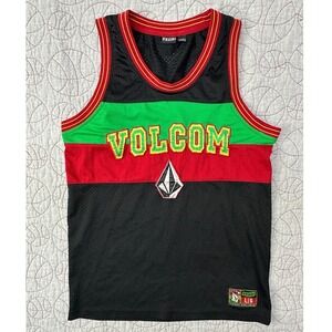 VTG Volcom Basketball Mesh Jersey Black Red Green Hawaii Exclusive / Mens Large